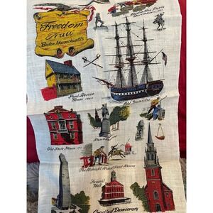 NEW Kay Dee Handprints 100% Linen Kitchen Towel Boston Historical Motif